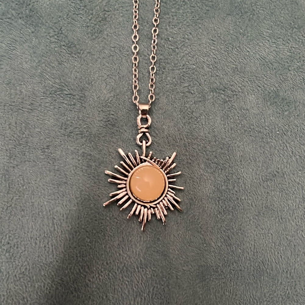 Yellow gemstone sun pendant necklace